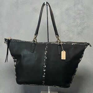 Coach Bleecker Two Tone Python Embossed Leather Cooper Satchel
Black/Gold #27984